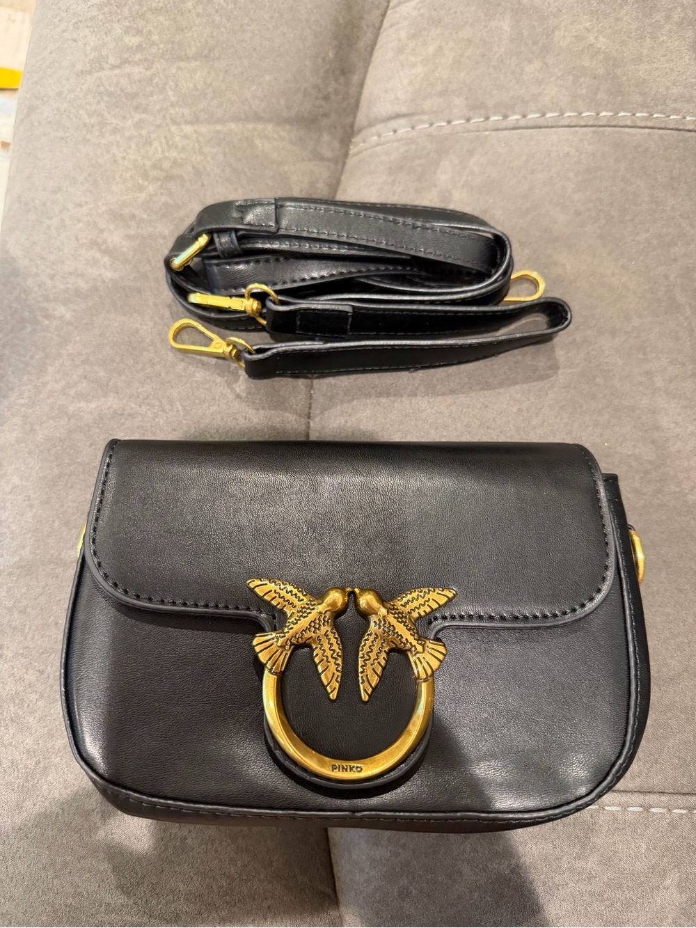 New designer inspired Black Leather Love Birds Crossbody Bag